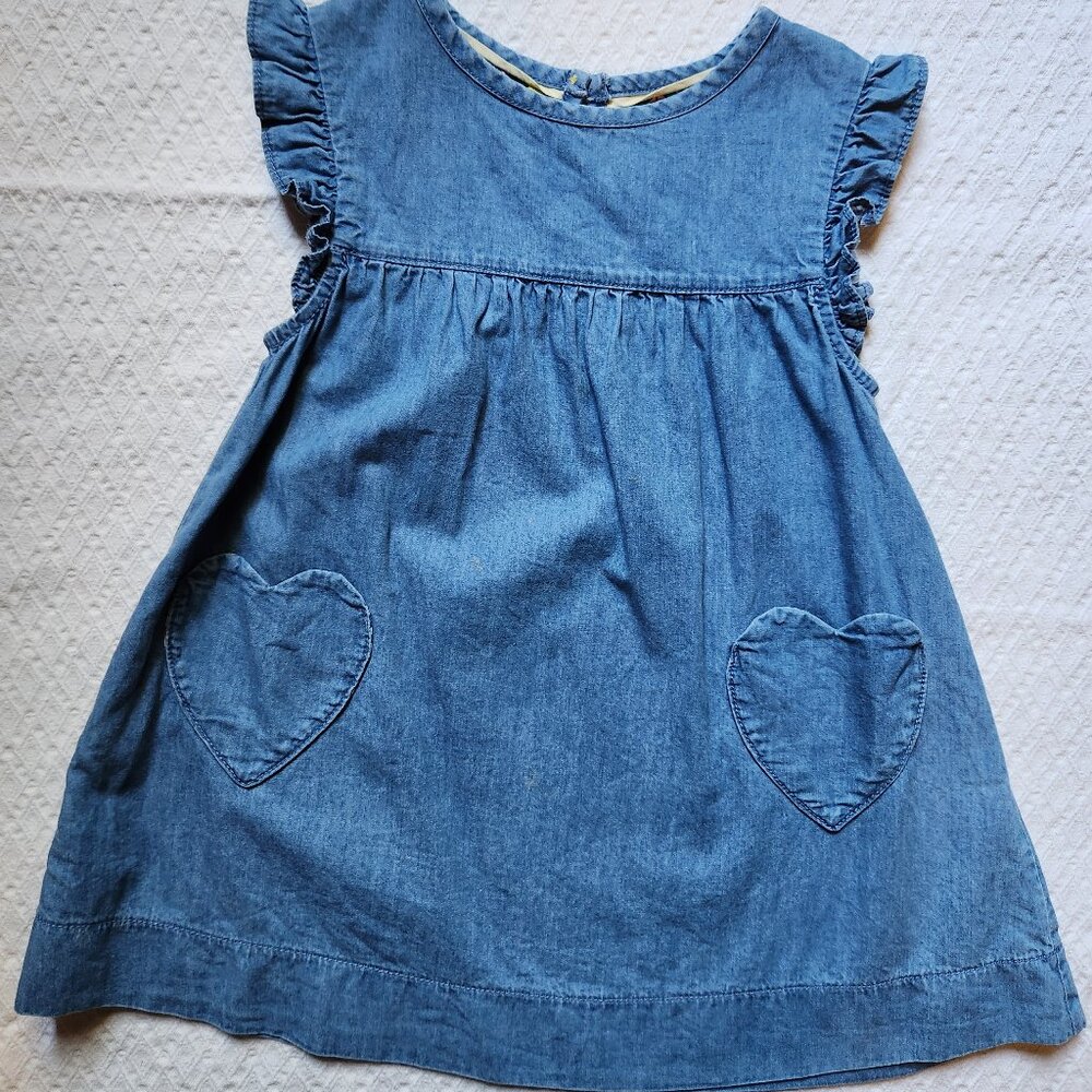 Denim dress with heart pockets